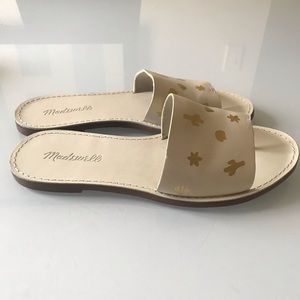 Madewell Sandal with gold designs, size 8